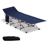 Outsunny Feldbett mit Aufbewahrungstasche, Faltbares Campingbett, Campingliege, Inkl. Tragetasche, Stahl Oxford, Blau, 190 x 68 x 52 cm