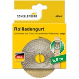 SCHELLENBERG Rolladengurt 14 mm x 6,0 m System MINI, Rollladengurt, Gurtband, Rolladenband, beige