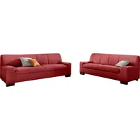 Polstergarnitur DOMO COLLECTION "Norma kubisch und zeitlos", rot (rot,), H:74cm, Sitzmöbel-Sets, bestehend aus je einem 2- und 3-Sitzer