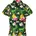 Funky Hawaii-Bluse-Hemd Damen Kurzarm Pineapple-Flowers Petrol-Grün XXL XXL