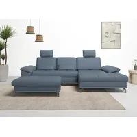 Places of Style Ecksofa Costello, mit Sitztiefenverstellung, und" Armlehnfunktion, incl. 3 Nierenkissen, blau