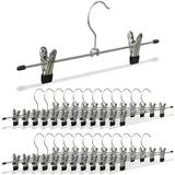 Relaxdays Hosenbügel 25er Set, je 2 Klammern, Clipkleiderbügel für Hosen & Röcke, HxBxT: 11,5x35x2 cm, Metall, silber
