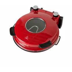 Schäfer Pizzamaker 32cm mit Zubehör Express Pizzaofen 1200W Keramiksteinplatte 360-400oC (rot)