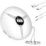 Klim Discman - CD-Player mit eingebautem Akku - NEU - inklusive KLIM Fusion Kopfhörer, kompakt, mini, portable, kompatibel mit CD-R, CD-RW und MP3 Weiß