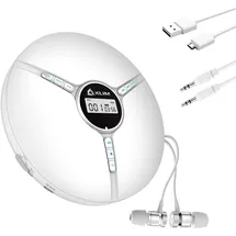 Klim Discman - CD-Player mit eingebautem Akku - NEU - inklusive KLIM Fusion Kopfhörer, kompakt, mini, portable, kompatibel mit CD-R, CD-RW und MP3 Weiß