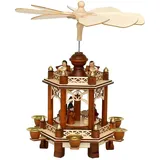 Holzpyramide in Natur/braun mit 2 Etagen, L/B/H ca. 15,5 x 13 x 27 cm