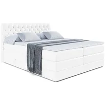 altdecor Boxspringbett mit Matratze, Topper, Polsterbett mit, Bettkasten... BOXI8 KING - 140x200 - Weiß Kunstleder