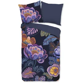 PURE luxury collection Sharira Gezeichnete Blume Blau 135 x 200 cm + 2 x 80 x 80 cm