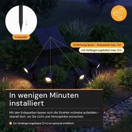 LUXULA Solarleuchte schwarz 5 W 3000K 200 lm 4er Set