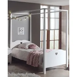58 aufm Kessel Himmelbett Kamila 90 x 200 cm Birke lackiert weiß