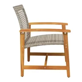 vidaXL Gartenstühle 2 Stk. Grau Poly Rattan und Akazienholz