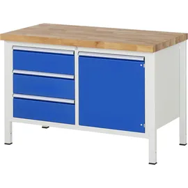 Rau Werkbank höhenverstellbar 8468A2, B1250xT700xH840-1040mm, 2x Tür