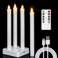 PChero 4er LED Kerzen Aufladbar Stabkerzen mit Ladestation & Fernbedienung
