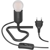Ledscom.de Tischlampe TRIN mit E27 Lampen-Fassung schwarz mit Stecker