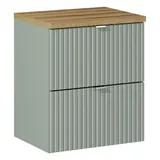 ROYAL24_MARKT Waschbeckenunterschrank - Line Reed Green LBM94 - Waschbeckenunterschrank (2 Schubladen) (Waschbeckenunterschrank, 2-St., Premium - Line Reed Green L) Luxus – Modern – Präzise. grün 50 cm