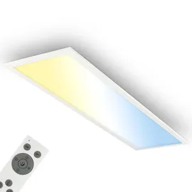 Briloner LED Panel, LED Deckenleuchte, Badlampe dimmbar, Fernbedienung, CCT IP44 Spritzwasserschutz, Deckenlampe, Werkstatt Keller, Schlafzimmerlampe, 100x25x6 cm, Weiß