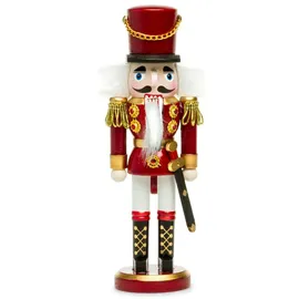 SIKORA NK-I Deko Nussknacker Figur aus Holz Verschiedene Motive 3 Größen, Größe:Höhe ca. 20 cm, Farbe/Modell:Soldat rot Weiss