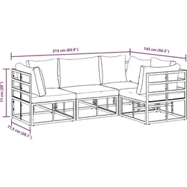 vidaXL Garten-Sofa-Set 4-tlg. schwarz Aluminium
