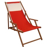 Erst-Holz Sonnenliege Deckchair rot Liegestuhl klappbare Gartenliege Holz Strandstuhl Gartenmöbel 10-308 KH