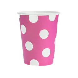 Party Pappbecher 270 ml 6 Stück Dots Magenta