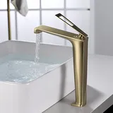 SJQKA Wasserhahn Bad Wasserfall, Waschtischarmatur Wasserfall, Aufgerüstet Wasserfall Waschtischarmatur Für Badezimme, Wasserfall Design,wasserfall Wasserhahn Messing(gold gebürstet,Hoch)