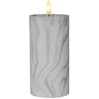 Star Trading LED Stumpenkerze Marmoroptik Zement/Wachs natürliche Flamme Marble