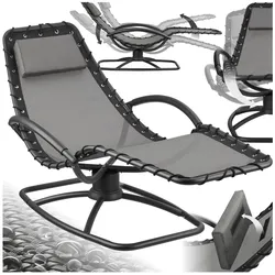 tectake® Gartenliege, ergonomisch, mit Komfort-Schwingbewegung, atmungsaktives, wasserabweisendes Textilene-Gewebe, abnehmbares Kopfpolster