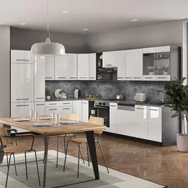 Vicco Winkelküche Fame-Line L-Form 257 x 60 cm Weiß Hochglanz/Anthrazit