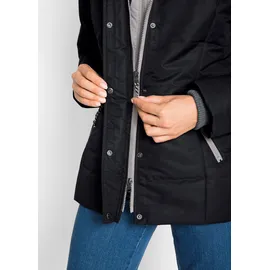 bonprix Winterjacke mit 2-in-1 Optik, mit integriertem Fleeceeinsatz, Slim fit Passform schwarz L (46)