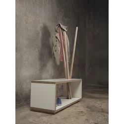 Garderobenständer TOJO "kids ordnung", weiß, B:80cm H:120cm T:30cm, MDF, Garderobenständer, mit Sitzbank und Platz für Schuhe, Breite 80 cm