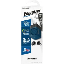 Energizer ENERGIZER, GaN 4A USB-C 20W Netzladegerät mit EU/UK/US Steckdosen, Schwarz / Blau - Bunt
