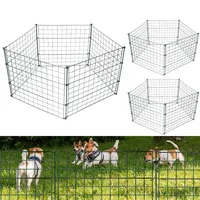 Fiqops Teichzaun Gartenzaun Steckzaun Komplettset Metall 15 Zaunelemente Länge 11,25 m, Inkl 18 Befestigungsstäbe, Hundezaun, Gitterzaun Set für Tierbarriere (Gerade,Grün)