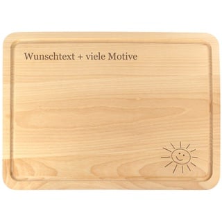 Schneidebrett Holz mit Saftrille und personalisierter Gravur - Spruch, mit Name und Motiv - individuelles Holzgeschenk, Holzbrett mit Auffangschale, Schneidebretter groß & massiv