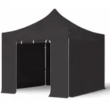 Faltzelt Faltpavillon Professional 3x3 m mit 4 Seitenteilen (ohne Fenster) - ALU Pavillon Partyzelt schwarz