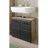 Waschbeckenunterschrank Waschtisch Bad Unterschrank Schwarz Eiche 60 cm Cover