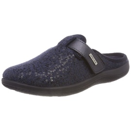 Rohde 6556 Bari Schuhe Damen Hausschuhe Pantoffeln Softfilz Weite G, Größe:41 EU, Farbe:Blau