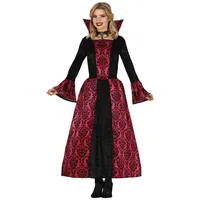 FIESTAS GUIRCA Glamouröse Vampirin Kostüm – Vampir Gräfin Rot Schwarzes Kleid Halloween Kostüm Erwachsene Damen Größe 34-36 S