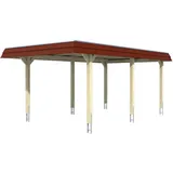 SKANHOLZ Wendland Einzelcarport 3,62 x 6,28 m schiefergrau mit EPDM-Dach und roter Blende