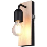 meineWunschleuchte Badezimmer Wandleuchte mit Schalter und Holz, Höhe 24cm