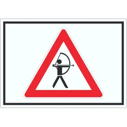 HB-Druck Achtung Bogenschießen Aufkleber Symbol A4 (210x297mm)