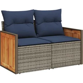 vidaXL Gartensofa-Set mit Kissen, grau, Polyrattan