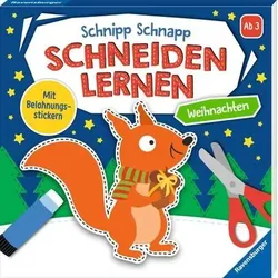 RAVENSBURGER48966 Schnipp-Schnapp Schneiden lernen Weihnachten - Schneiden und Kleben ab 3 Jahren