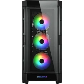 Cougar DUOFACE PRO RGB Mid Tower PC-Gehäuse mit 2 separaten Mesh-Frontplatten und Glas und RGB-Lüftern (Black)