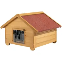 Wiltec Kleines Katzenhaus 68 x 53 x 47 cm aus Holz, Katzenhütte für Garten oder Terasse, Wurfkiste isoliert wetterfest, Katzenhöhle