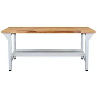 ADB Werkbank Holz 200 x 131 x 75 cm grau mit Ablageboden & Lochwand