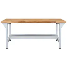 ADB Werkbank Holz 200 x 131 x 75 cm grau mit Ablageboden & Lochwand