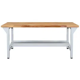 ADB Werkbank Holz 200 x 131 x 75 cm grau mit Ablageboden & Lochwand