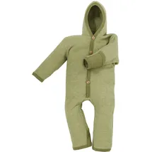 cosilana Baby Overall mit Kapuze und Kratzschutz aus Bio Wolle / Bio Baumwolle Lindgrün-Melange 50/56