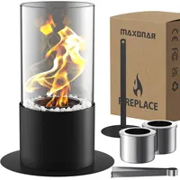 Bio-ethanol-tischkamin Mit Pu-pad, Dekorativen Steinen, Längere Brenndauer, Tragbar, Klein, Für Innen- Und Außenbalkon, Terrasse, Wohnung, Garten