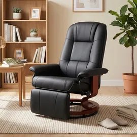Homcom Relaxsessel Kunstleder 78 x 100 x 64 cm Schwarz mit Fußstütze
